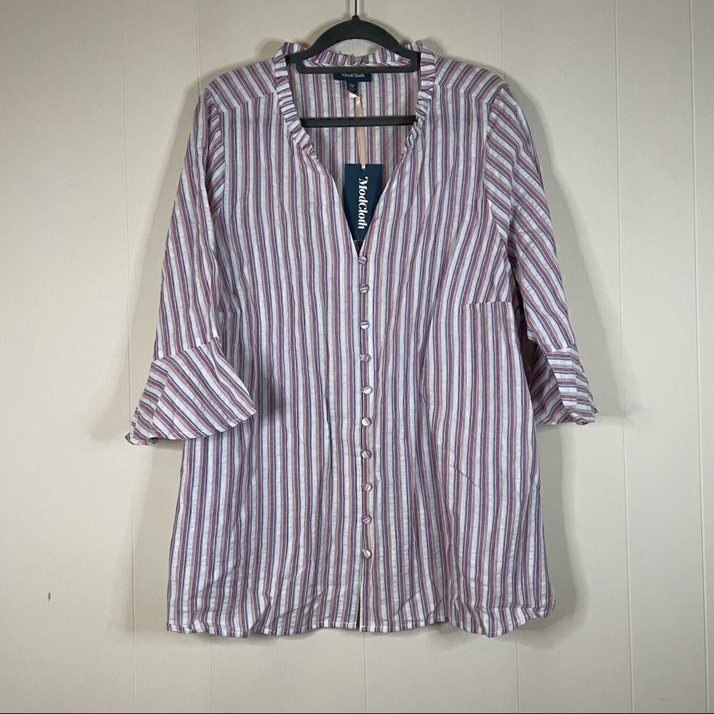NWT - Modcloth Striped Button Down Top